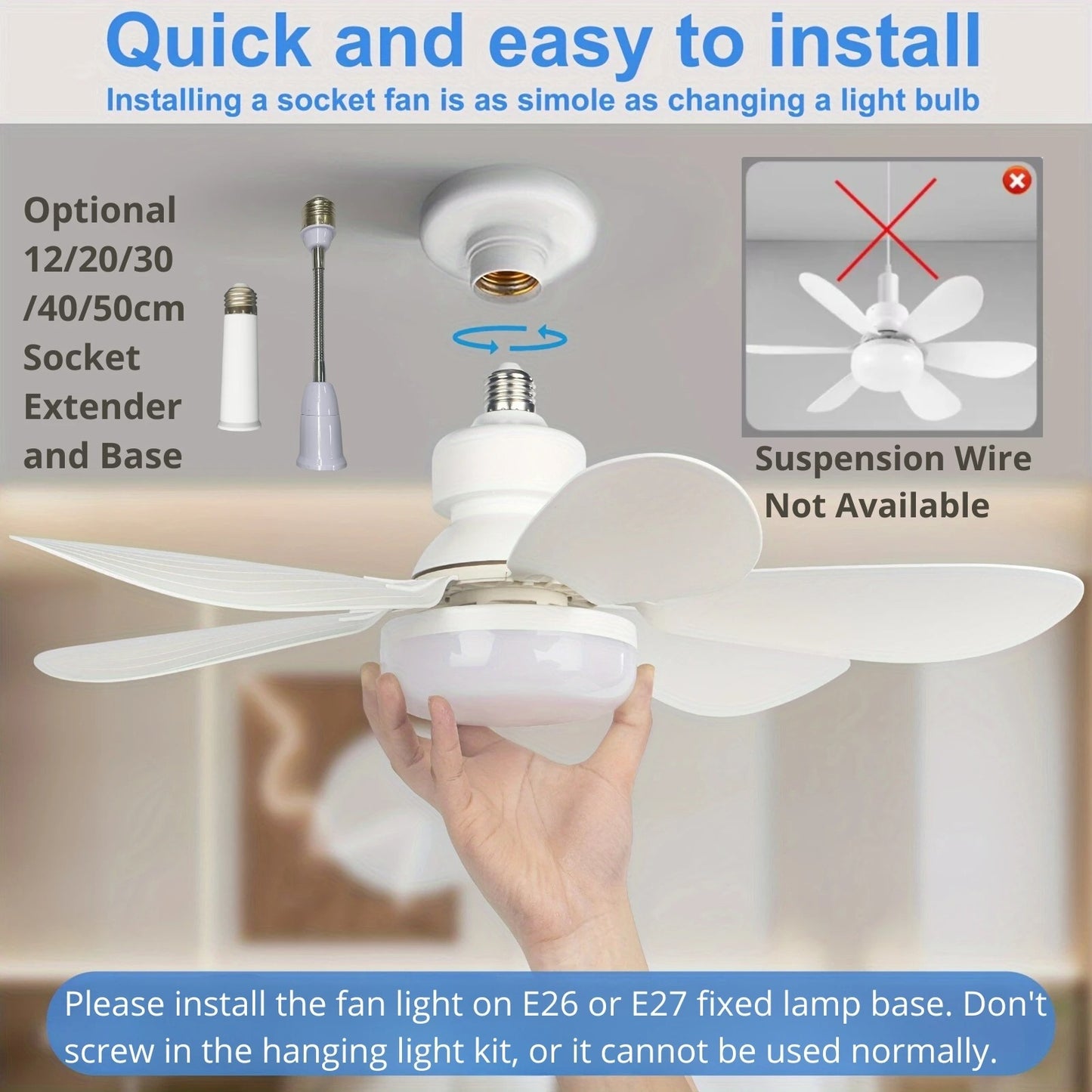 All-In-One Socket Fan & Light